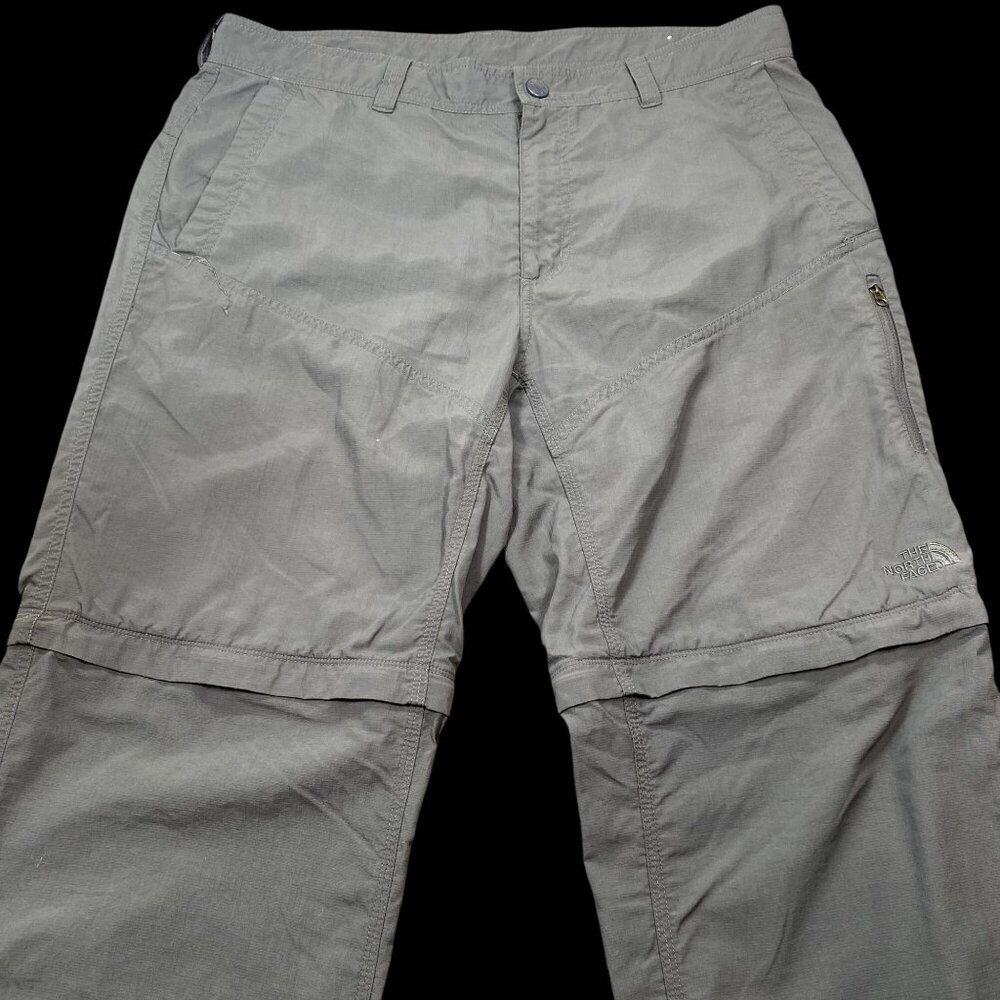 The North Face Gray Convertible Nylon Pants Mens Size 36 Outdoor Hiking Zip Off